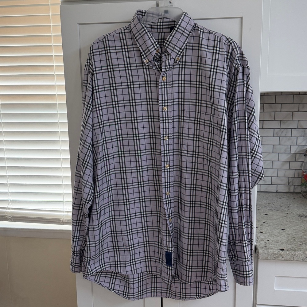 Burberry London Men’s Button Down Dress Shirt Purple Plaid Size Large - Picture 6 of 6